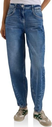 CECIL Scarlett High Waist Barrel Leg im Loose Fit Jeans light blue used wash (Damen)