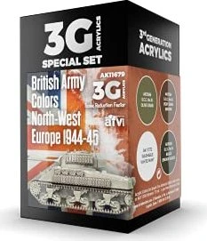 AK-Interactive 3rd Gen Acrylic Colors British Army Colors North-West Europe 1944-1945 Farbset, 4-tlg.