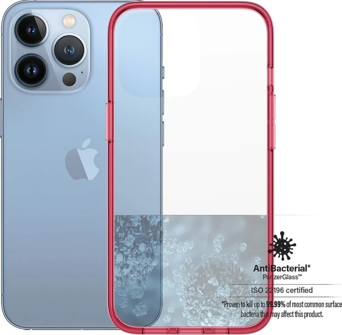PanzerGlass Clear Case Color AntiBacterial für Apple iPhone 13 Pro Strawberry Limited Edition