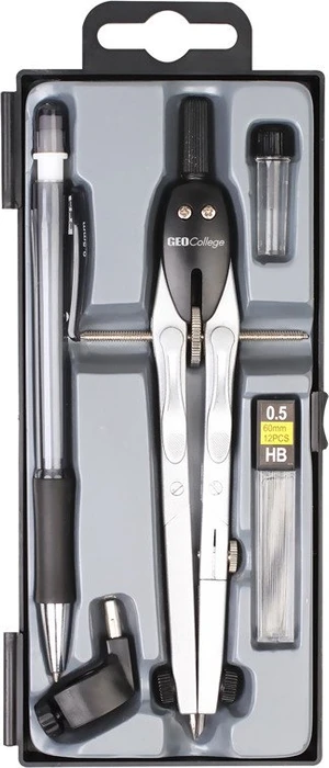 Aristo GEOCollege Schnellverstellzirkel Set 5-teilig, silber/schwarz