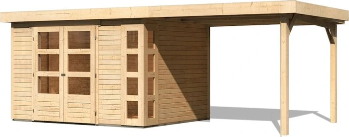 Karibu Kerko 5 Gartenhaus inkl. Anbau 2.8m natur