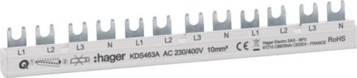 Hager Phasenschiene 12 Module 63A L1L2L3N-L1L2L3N-L1L2L3N QuickBusbar
