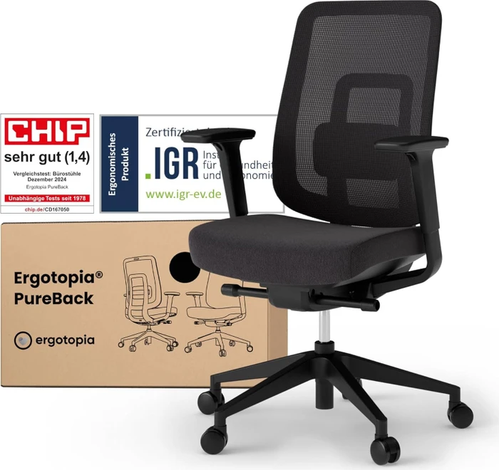 Ergotopia PureBack ergonomischer Bürostuhl, schwarz