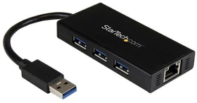 StarTech USB 3.0 Hub, 3-port + Gb LAN, schwarz (ST3300GU3B)