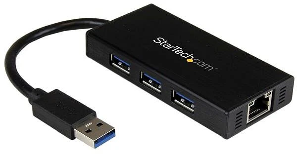 StarTech USB 3.0 Hub, 3-port + Gb LAN, schwarz