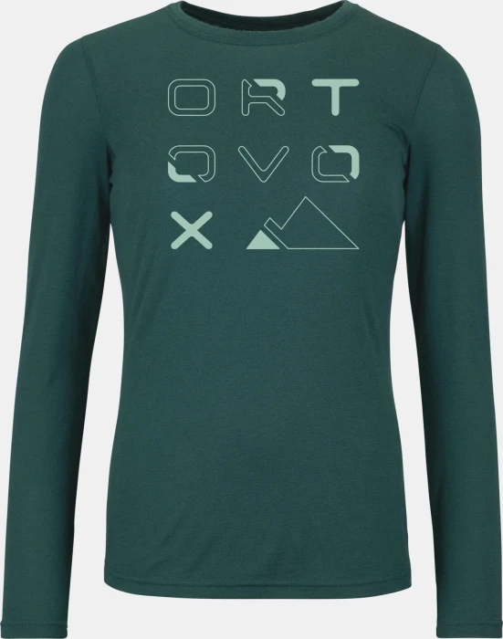 Ortovox 185 Merino Brand Outline Funktionsshirt langarm dark pacific (Damen)