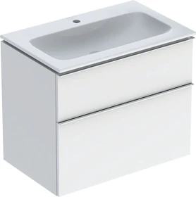 Geberit iCon Set Möbelwaschtisch/Unterschrank 75cm weiß, Korpus: weiß/lackiert hochglanz, Griff: hoch-glanzverchromt