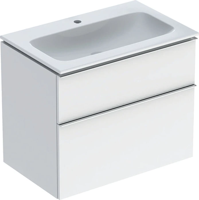 Geberit iCon Set Möbelwaschtisch/Unterschrank 75cm weiß, Korpus: weiß/lackiert hochglanz, Griff: hoch-glanzverchromt