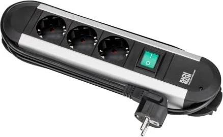 Bachmann Primo, 3-fach, Schalter, 1.7m, schwarz/silber