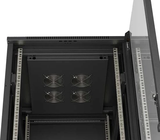 Lanberg 19" Rackschrank 32HE, freistehend, Flat Pack, Glastür, IP20, RAL 9004, 800mm tief