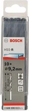 Bosch Professional HSS-R Spiralbohrer, 9.2x81x125mm, 10 Stück