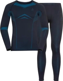 Odlo Fundamentals Performance Warm Set dark sapphire/safety yellow (Herren)