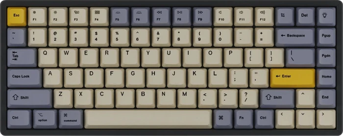 Keychron Q1/Q2/K2 OEM Dye-Sub Keycap-Set Wheat Gray, Kunststoff (PBT), Wheat Gray, gelb/grau/beige, 97 Tasten (83+14), ANSI-US