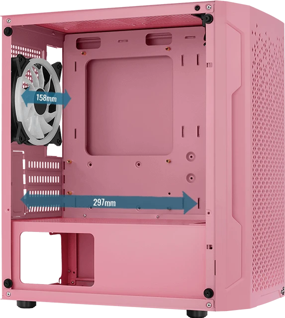 AeroCool Trinity Mini Pink, rosa, Lüfter LED RGB, Glasfenster