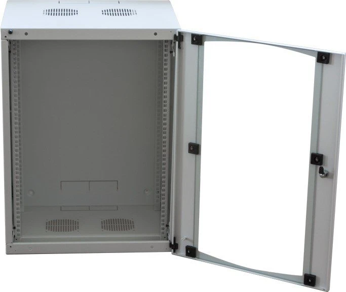 LogiLink Wandgehäuse 6HE, einteilig, Sicherheitsglastür, grau, 450mm tief