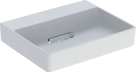 Geberit ONE Aufsatzwaschtisch rechteckig, Abgang horizontal 50cm, ohne Hahnloch, weiß matt