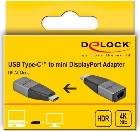 DeLOCK USB Type-C Adapter zu Mini DisplayPort, DP Alt Mode, 4K 60Hz, USB-C 3.0 [Stecker]