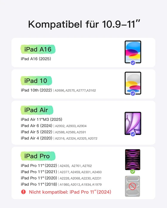 Inateck Ultraleicht Tastatur für iPad Air 6/iPad Air 5/iPad Pro 11", grün, DE