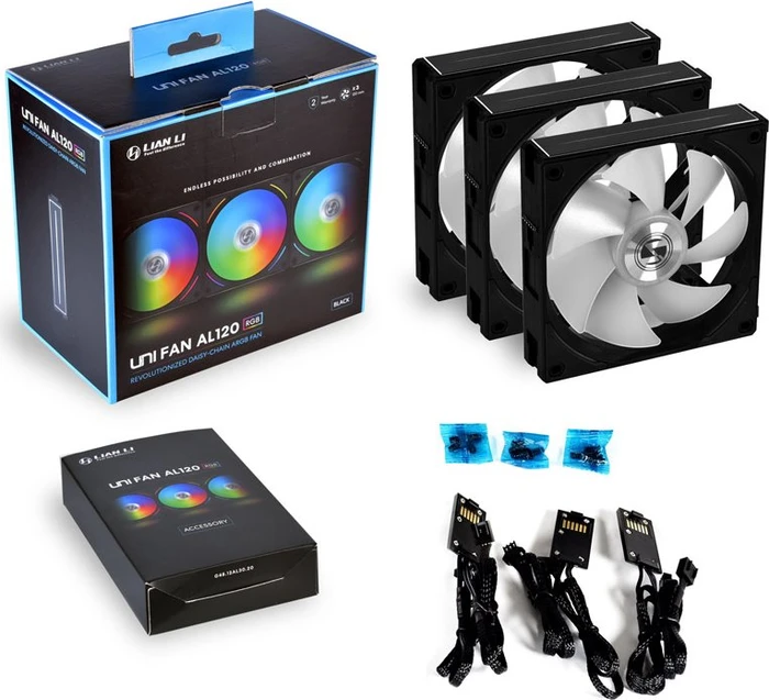 Lian Li Uni Fan AL120, schwarz, LED-Steuerung, Lüftersteuerung, 120mm, 3er-Pack