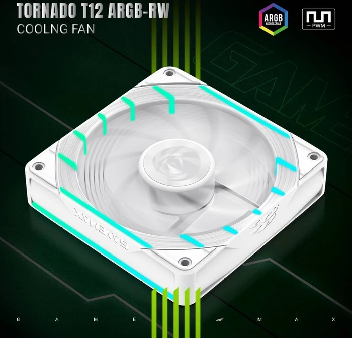 GameMax Tornado T12 ARGB-RW, weiß, 120mm