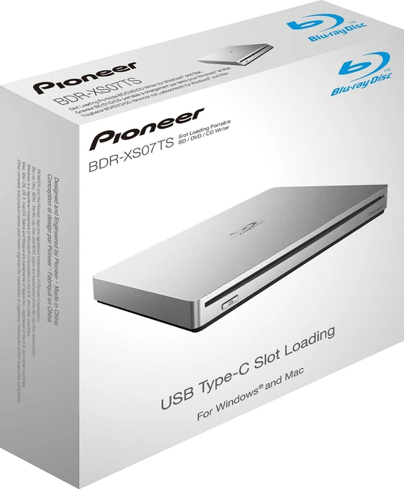 Pioneer BDR-XS07TS, SlimLine silber, USB-C 3.0