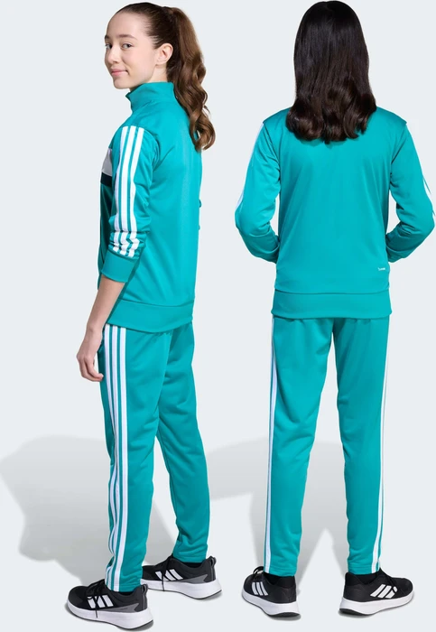 adidas Seasonal Essentials Tiberio 3-Streifen Tricot Trainingsanzug pure teal/aurora ivy/white (Junior)