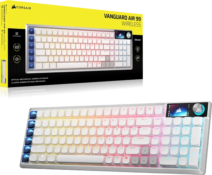Corsair Vanguard Air 99 Wireless, weiß, LEDs RGB, Corsair OPX Low-Profile, USB/Bluetooth, DE
