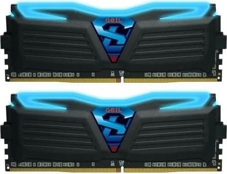 GeIL Super Luce schwarz LED blau UDIMM 16GB Kit, DDR4-3000, CL15-17-17-35, 1R