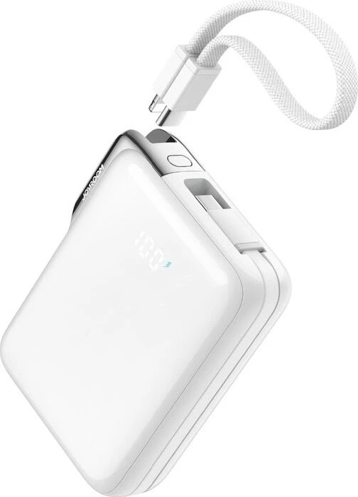 Joyroom Powerbank Mini mit USB-C- & Lightning-Kabel 10000mAh 22.5W weiß/grau