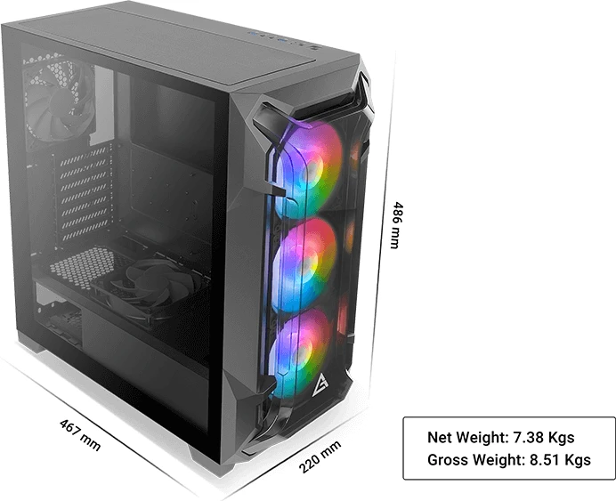 Antec Dark League Dark Fleet DF600 Flux, Glasfenster