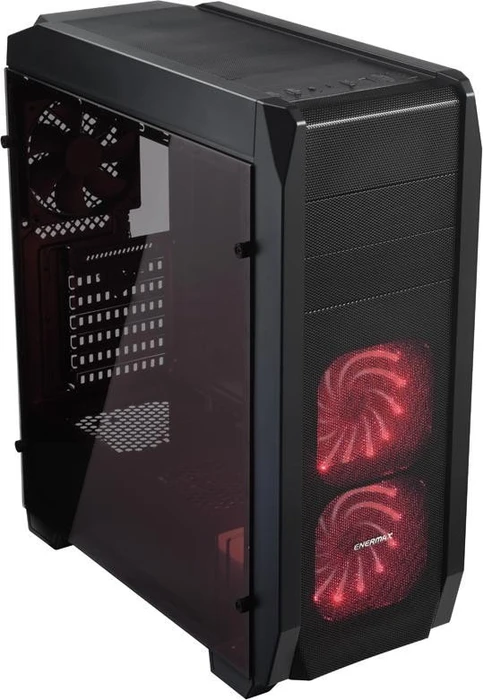 Enermax GraceMesh schwarz, Glasfenster, Lüfter LED rot