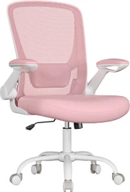 Songmics Bürostuhl ergonomisch mit Amrlehnen, pastellrosa