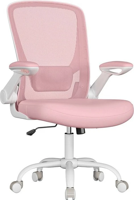 Songmics Bürostuhl ergonomisch mit Amrlehnen, pastellrosa
