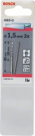 Bosch Professional HSS-G Spiralbohrer, 1.5x18x40mm, 2 Stück
