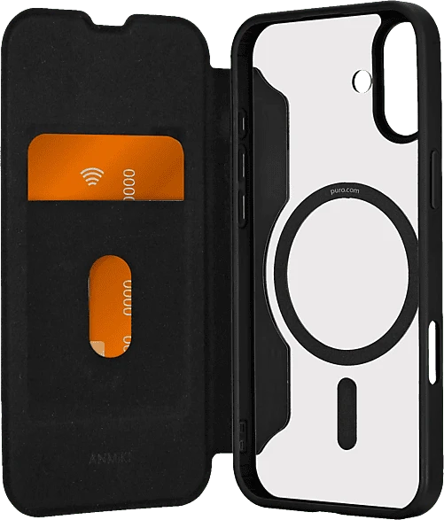 Puro Book Mag Case für Apple iPhone 16 Plus schwarz