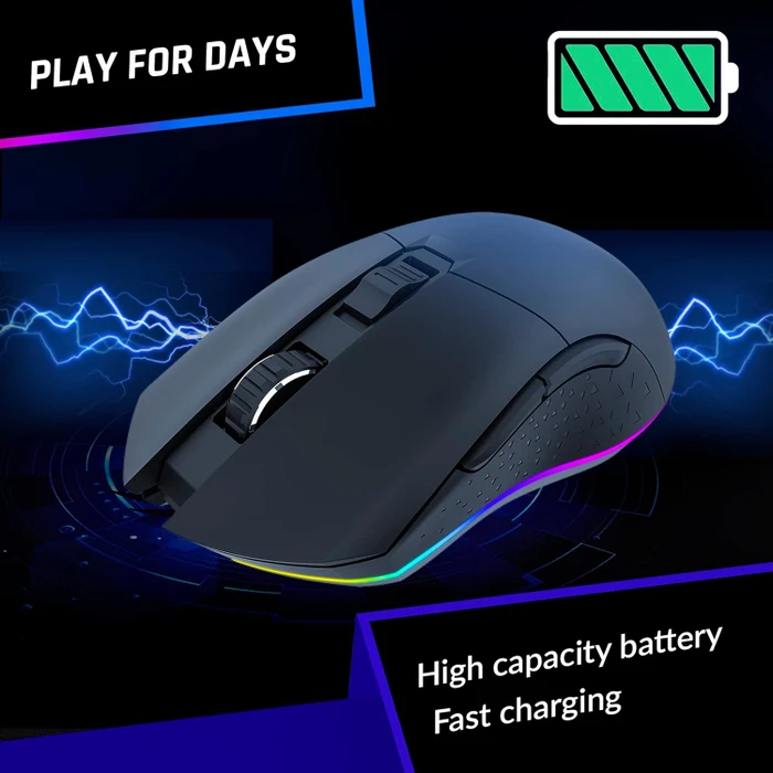 Klim Blaze Rechargeable Wireless Gaming Mouse schwarz, USB