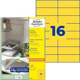 Avery-Zweckform Ordneretiketten, 105x37mm, gelb, 100 Blatt (1600 Etiketten)