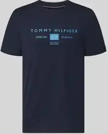 Tommy Hilfiger Jersey mit Logo T-Shirt kurzarm navy blue (Herren)