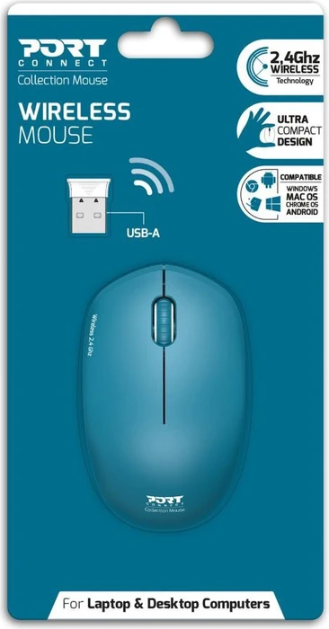 Port Designs Wireless Mouse Collection blau, USB