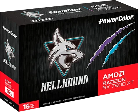 PowerColor Hellhound Radeon RX 7600 XT, 16GB GDDR6, HDMI, 3x DP