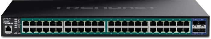TRENDnet TPE Rackmount Gigabit Smart Switch, 48x RJ-45, 4x SFP+, 410W PoE+