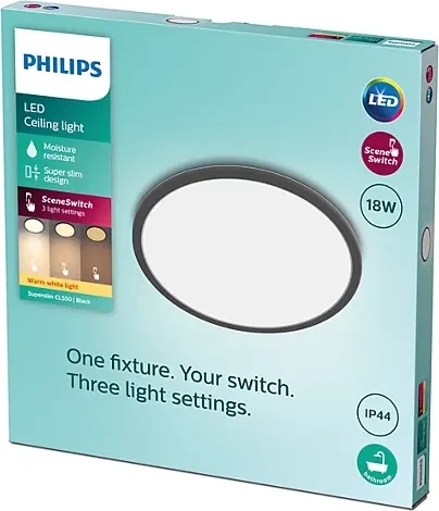 Philips Super Slim LED-Panel rund 18W schwarz