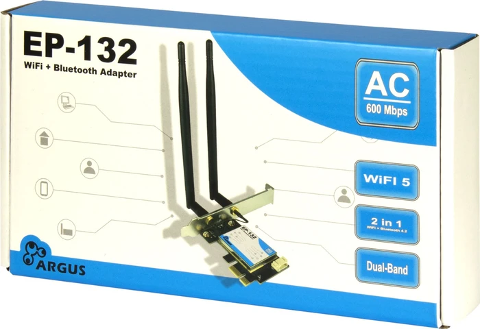 Inter-Tech EP-132, 2.4GHz/5GHz WLAN, Bluetooth Adapter, PCIe x1