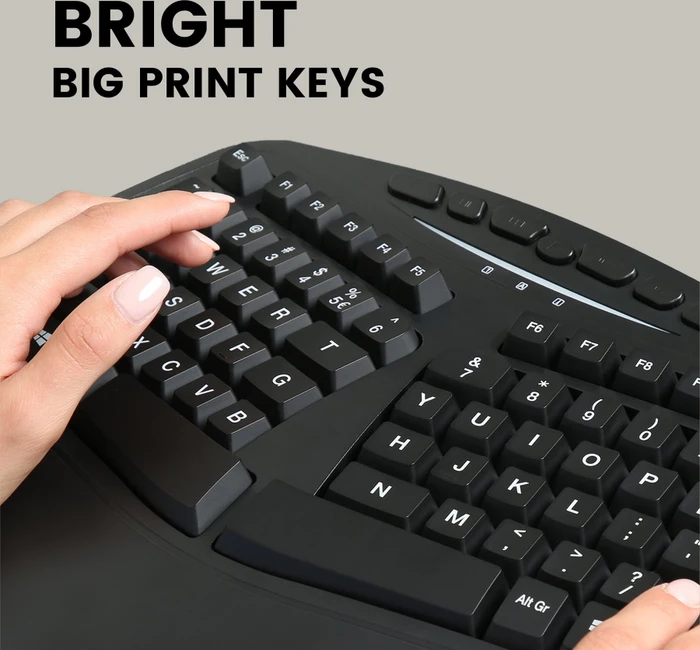 Perixx Periboard-312 Ergonomische Tastatur mit Hintergrundbeleuchtung, schwarz, USB, US