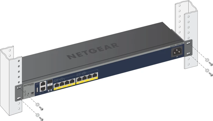 Netgear ProSAFE M4200 Easy-Mount Rackmount 2.5G Managed Switch, 8x RJ-45, 2x SFP+, 240W PoE+