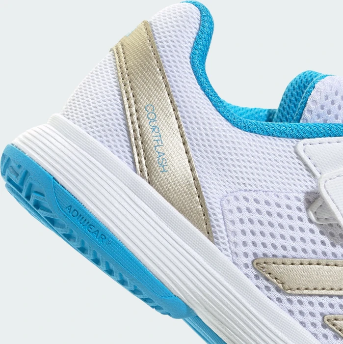 adidas Courtflash Hook-and-Loop cloud white/cyber metallic/lucid aquamarine (Junior)
