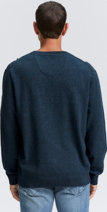 Tom Tailor Bio-Baumwolle Strickpullover real teal navy twotone (Herren)
