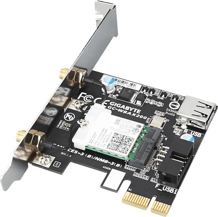 GIGABYTE GC-WBAX200, 2.4GHz/5GHz WLAN, Bluetooth 5.2, PCIe x1