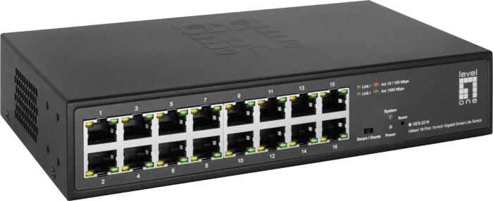 LevelOne GES Rackmount Gigabit Smart Switch, 16x RJ-45
