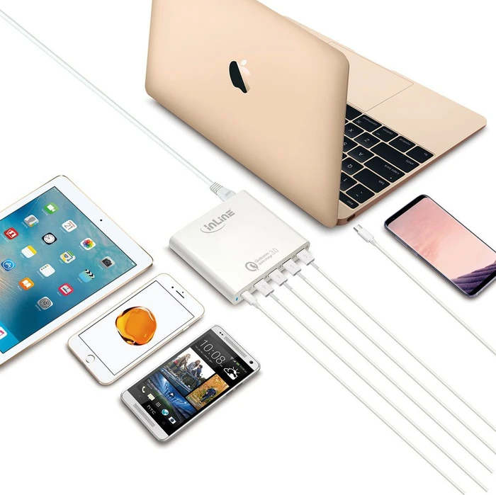 InLine Quick Charge 3.0 USB-A/USB-C Notebook-Ladegerät weiß